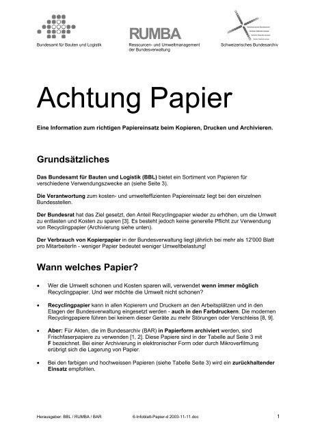 Achtung Papier - Umwelt und die ETH Zürich