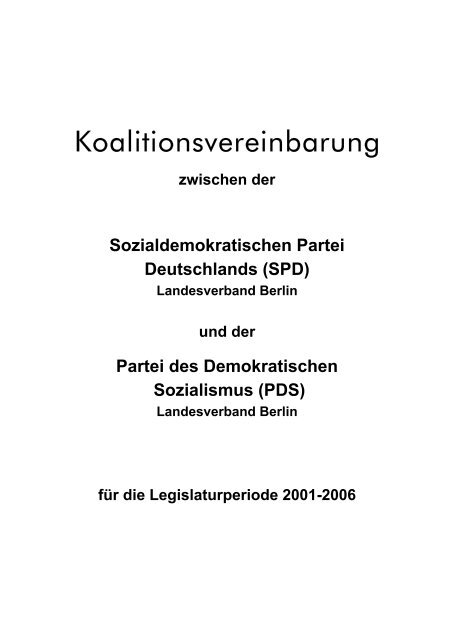 2002: Koalitionsvereinbarung zwischen SPD und PDS - Archiv