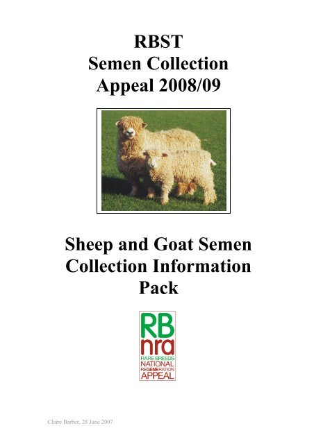 RBST Semen Collection Appeal 2008/09 Sheep and Goat Semen ...
