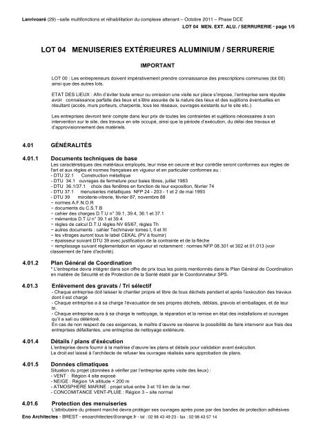 DCE 04 MEN EXT ALU SERRURERIE.pdf - Commune de Lanrivoaré