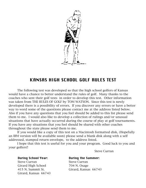 Download PDF KANSAS HIGH SCHOOL GOLF RULES TEST download-pdf-kansas-high-school-golf-rules-test