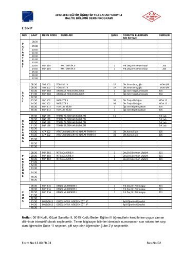 Form No:13.00.FR.03 Rev.No:02