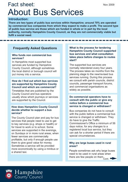 Fact sheet - about bus services.qxd - Hampshire County Council