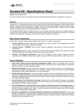 Ocularis DS - Specifications Sheet - Moonblink