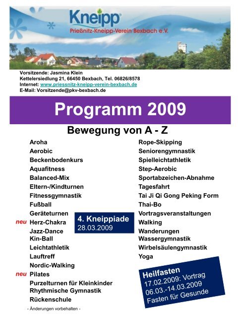 ab 10 Jahre - Priessnitz-Kneipp-Verein Bexbach