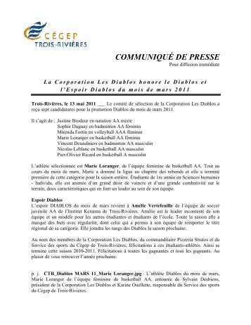 COMMUNIQUÉ DE PRESSE - Cégep de Trois-Rivières