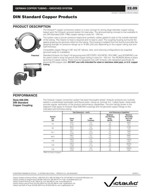 Victaulic Groove Dimension Chart