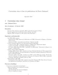 Curriculum vitae et liste de publications de Pierre Duhamel