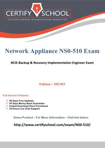 Network Appliance NS0-510 CertifySchool Exam Actual Questions (PDF)