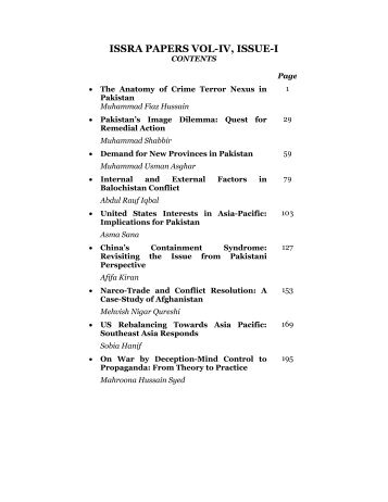 ISSRA PAPERS VOL-IV, ISSUE-I - National Defence University