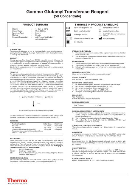 Gamma Glutamyl Transferase Reagent (5X Concentrate)