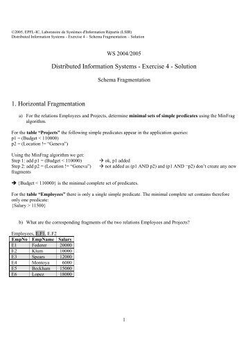 Distributed Information Systems - Exercise 4 - Solution ... - LSIR - EPFL