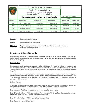 Department Uniform Standards - City of Fitchburg