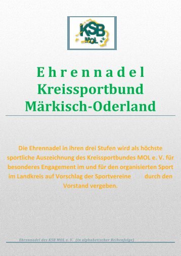 E hrennadel Kreissportbund MÃ¤rkisch-Oderland Die Ehrennadel in ...
