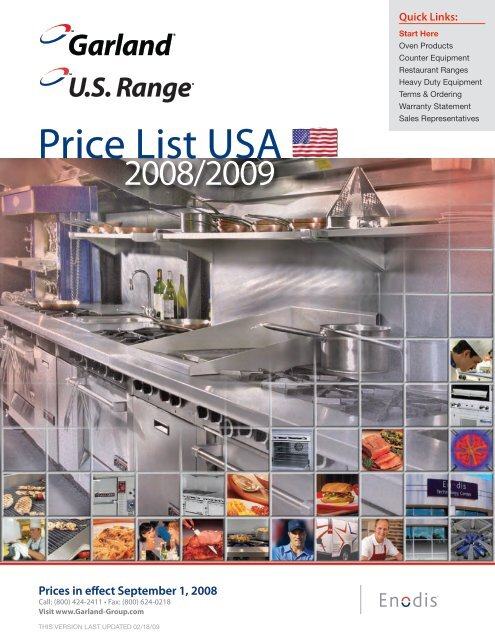 Price List USA - Garland - Garland Group