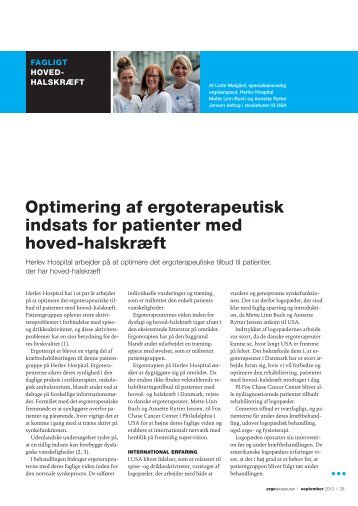 optimering af ergoterapeutisk indsats for patienter med hoved ...