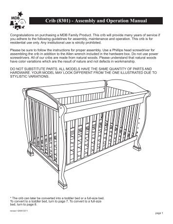 Download instruction manual (pdf) - DaVinci Baby