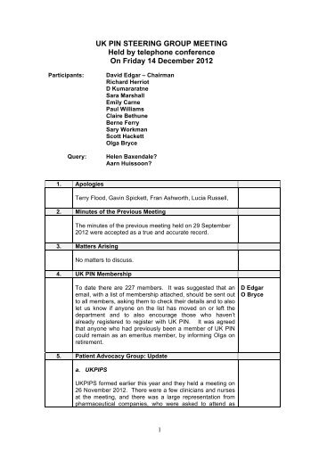 Minutes from UK PIN Steering Group Meeting held 14 December 2012