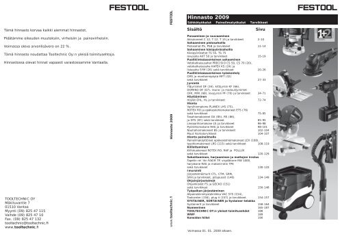 Hinnasto 2009 - Tooltechnic Oy