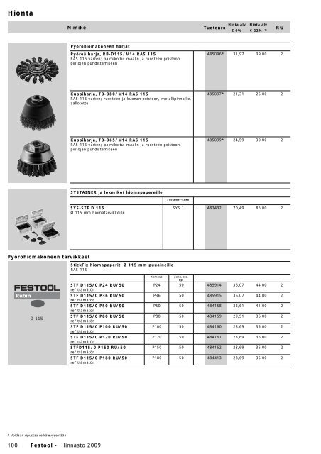 Hinnasto 2009 - Tooltechnic Oy