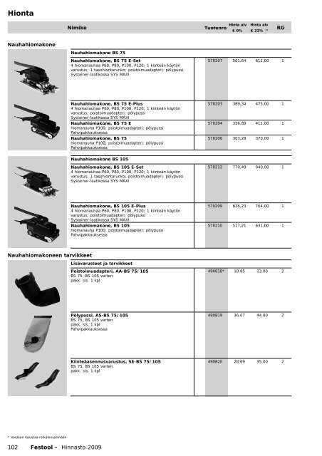 Hinnasto 2009 - Tooltechnic Oy