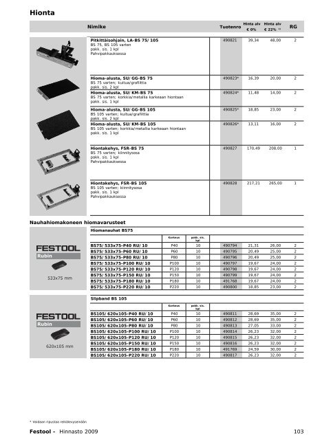 Hinnasto 2009 - Tooltechnic Oy