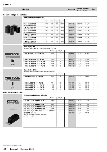 Hinnasto 2009 - Tooltechnic Oy