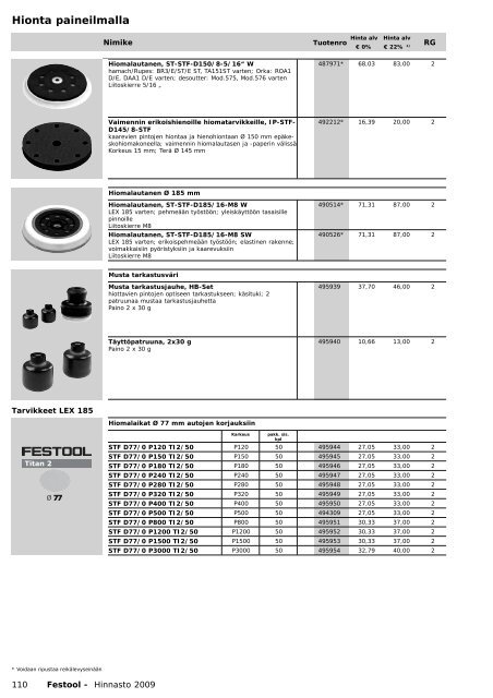 Hinnasto 2009 - Tooltechnic Oy