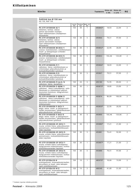 Hinnasto 2009 - Tooltechnic Oy