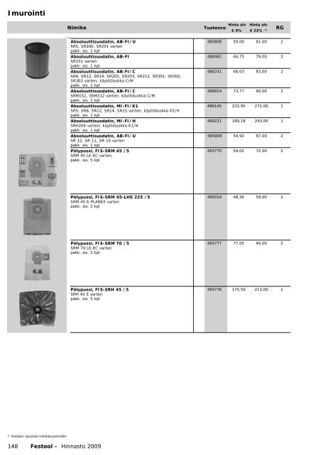 Hinnasto 2009 - Tooltechnic Oy