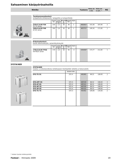 Hinnasto 2009 - Tooltechnic Oy