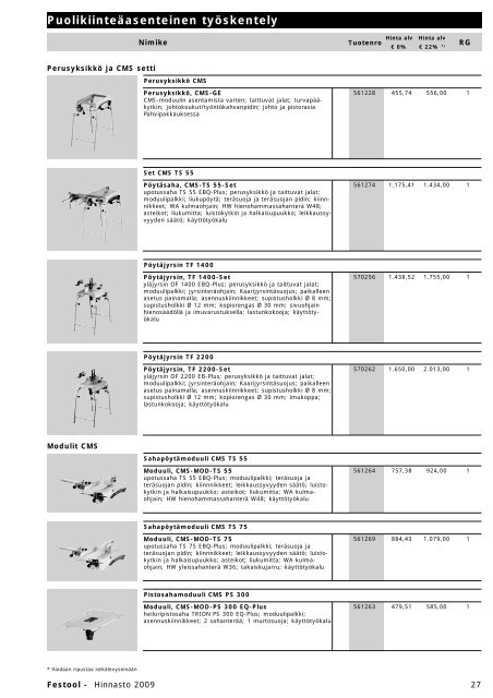 Hinnasto 2009 - Tooltechnic Oy