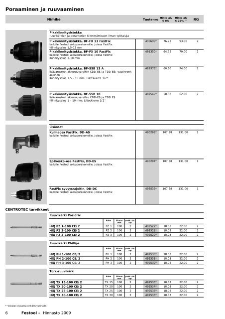 Hinnasto 2009 - Tooltechnic Oy