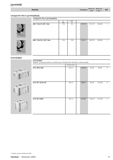 Hinnasto 2009 - Tooltechnic Oy