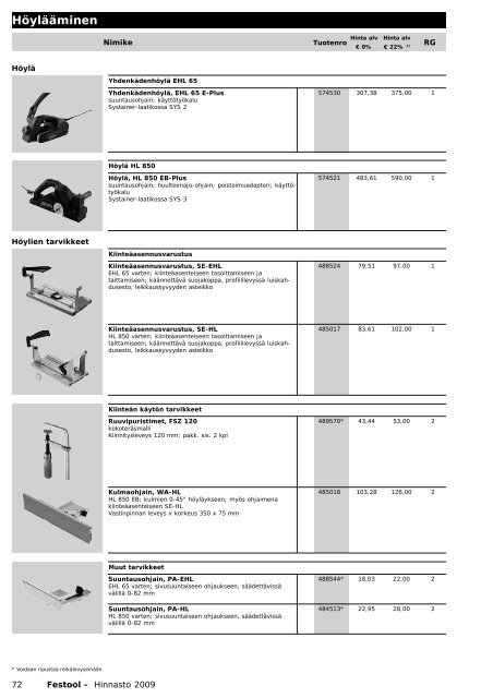 Hinnasto 2009 - Tooltechnic Oy