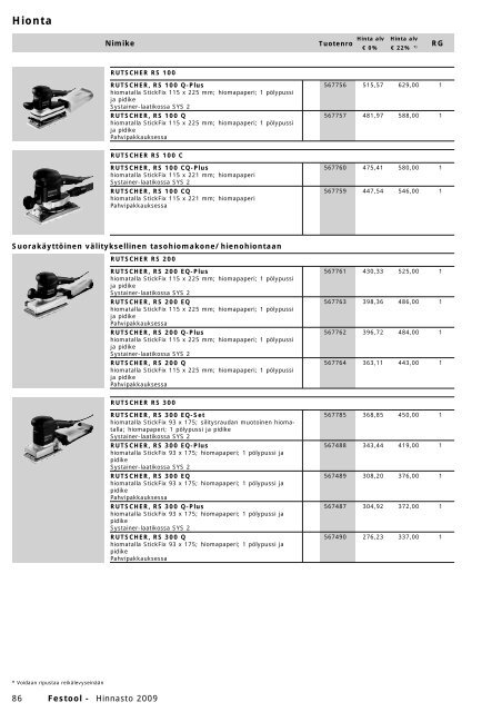 Hinnasto 2009 - Tooltechnic Oy