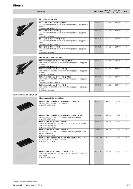 Hinnasto 2009 - Tooltechnic Oy