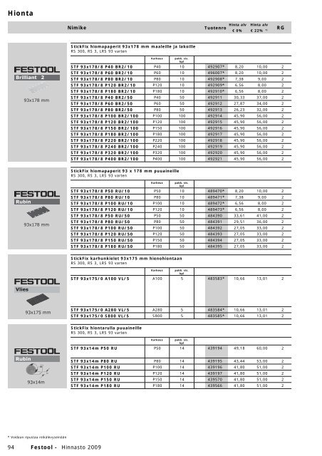 Hinnasto 2009 - Tooltechnic Oy