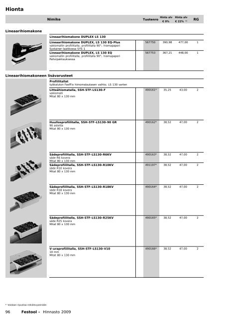 Hinnasto 2009 - Tooltechnic Oy