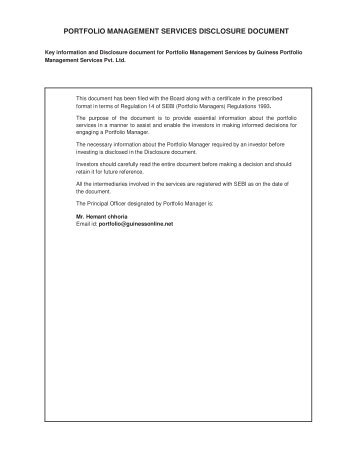 portfolio management services disclosure document - Guiness ...