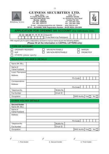 registration form dp - Guiness Securities Limited.