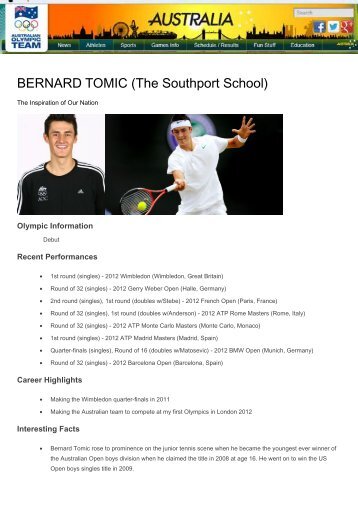 BERNARD TOMIC (The Southport School) - Boarding Schools