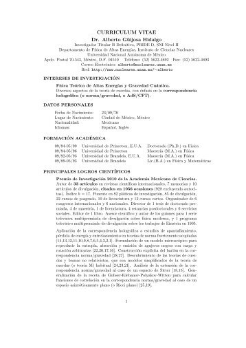 CURRICULUM VITAE Dr. Alberto GÃ¼ijosa Hidalgo - Instituto de ...