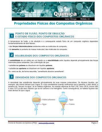 Propriedades FÃ­sicas dos Compostos OrgÃ¢nicos - Portal de Estudos ...