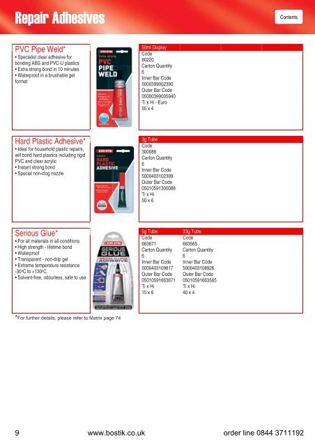 Bostik product catalogue