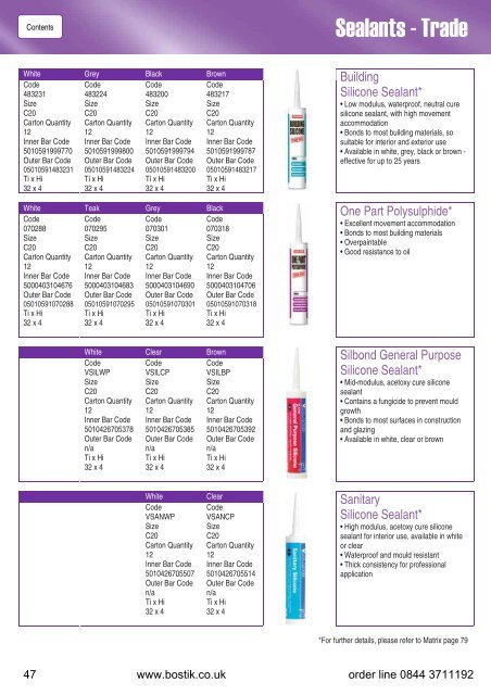 Bostik product catalogue