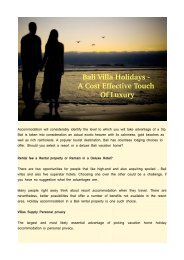 Bali Villa Holidays - A Cost Effective Touch Of Luxury