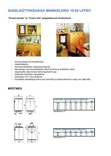 sukelküttekehaga miniboilerid 10-50 liitrit - AS FEB