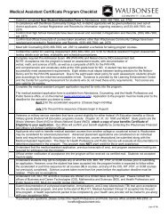 Medical Assistant Certificate Program Checklist - Waubonsee ...