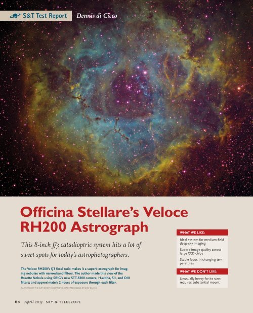 Officina Stellare's Veloce RH200 Astrograph - Teleskop-Express